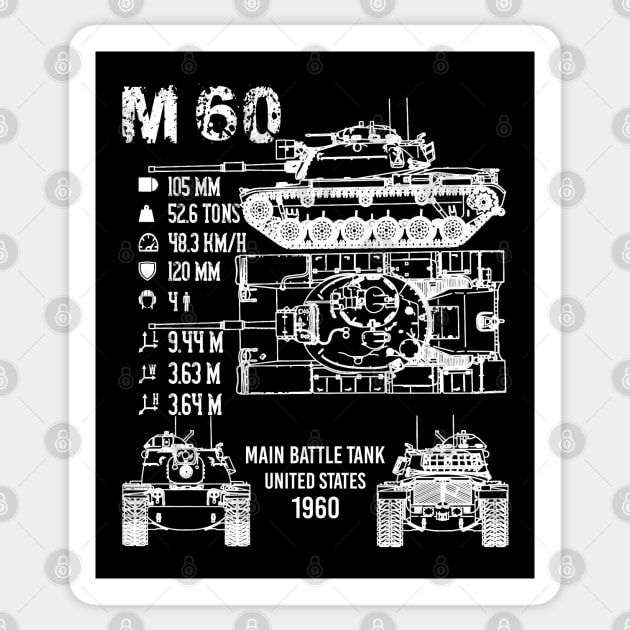 M60 Tank Specifications Sticker by AI studio